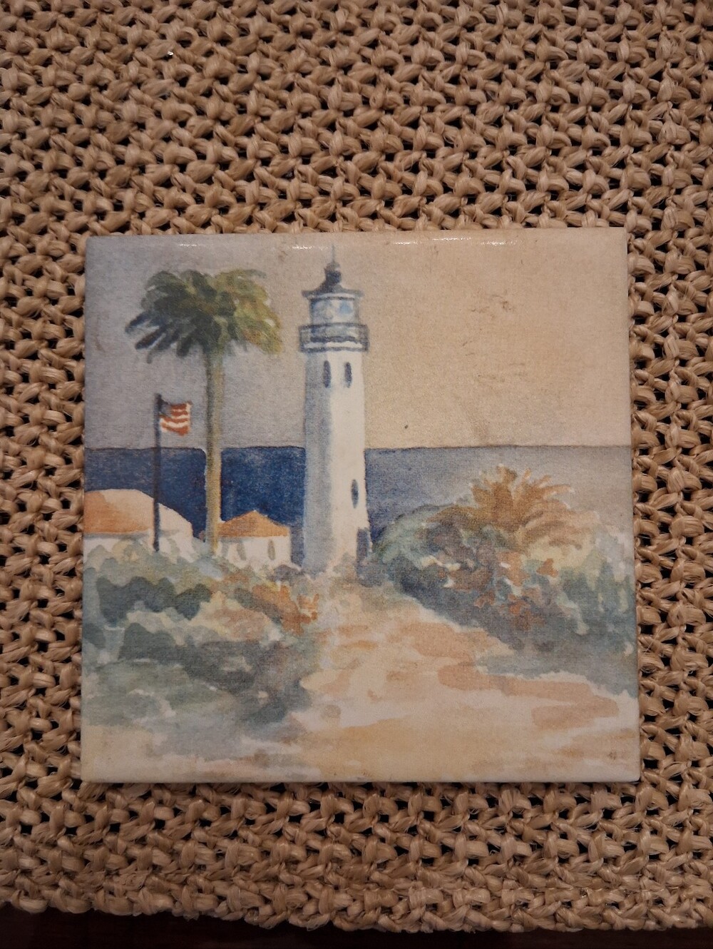 Handpainted Lighthouse Tile